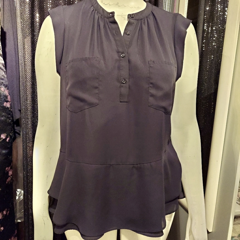 Black soft chiffon blouse. Sleeveless